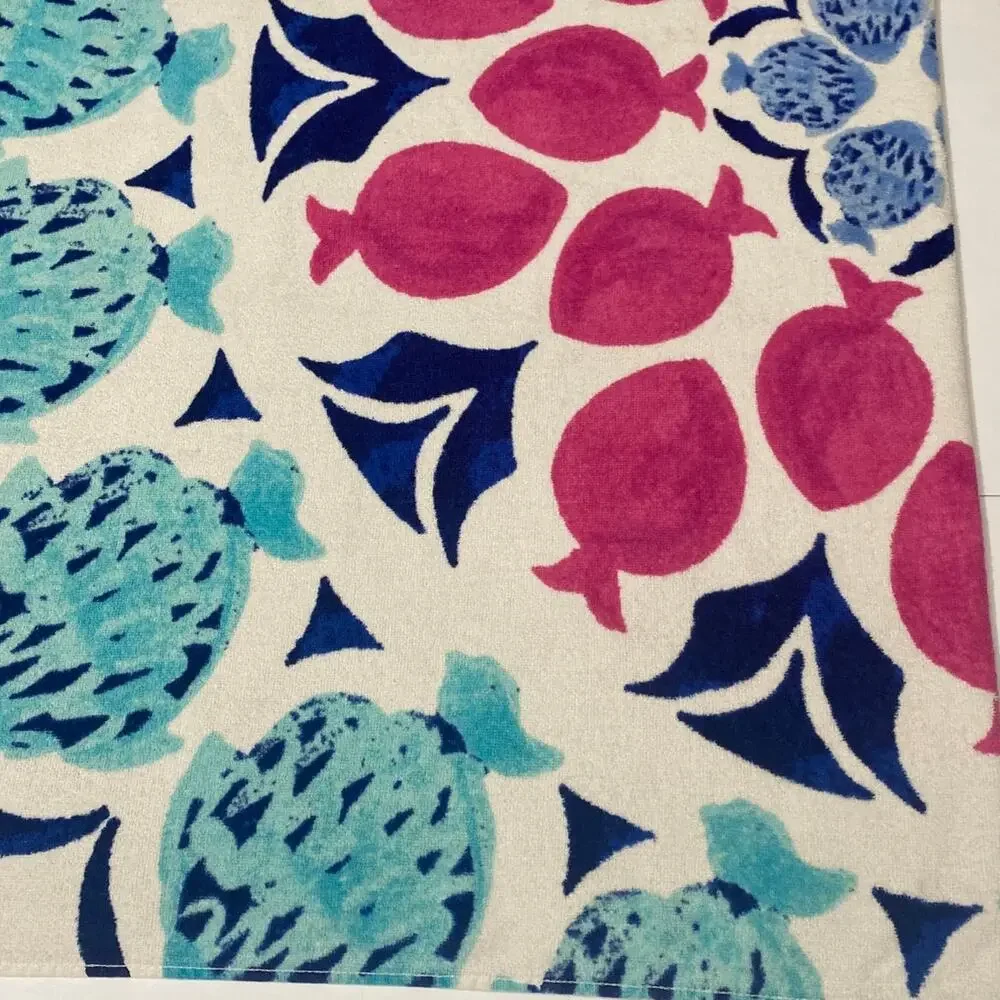 Vintage Tropical Fish Large Beach Towel Bright Retro 90s Beach Summer Ocean Sea